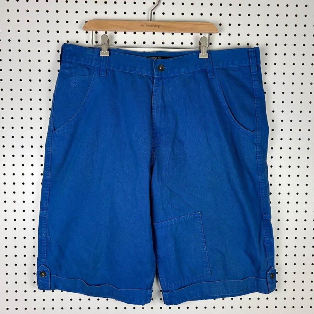 Rocawear Blue Baggy Jean Shorts Size 40 Y2K Hip Hop Wide Leg Skater Punk 90s